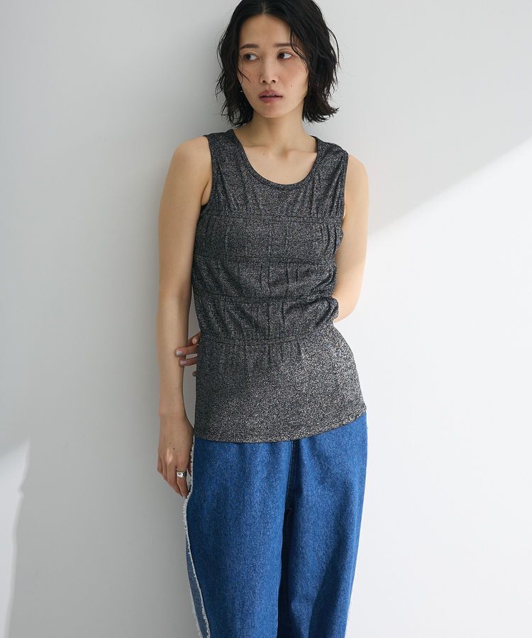 Green Parks「・Petit Fleur シャーリングラメタンクトップ」|キャミソール|Silver