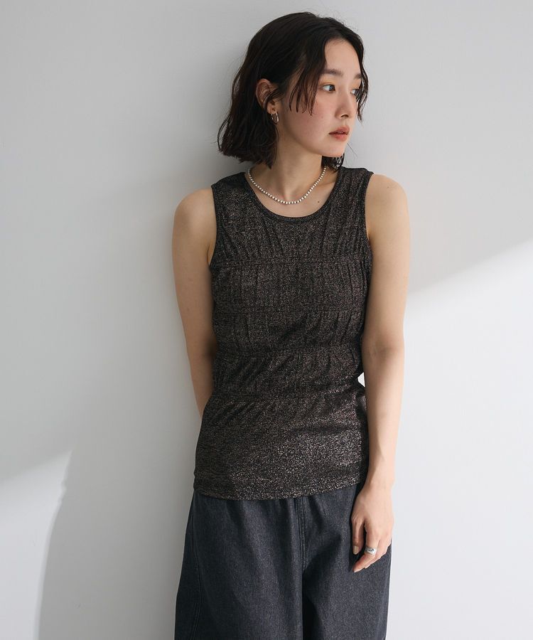Green Parks「・Petit Fleur シャーリングラメタンクトップ」|キャミソール|