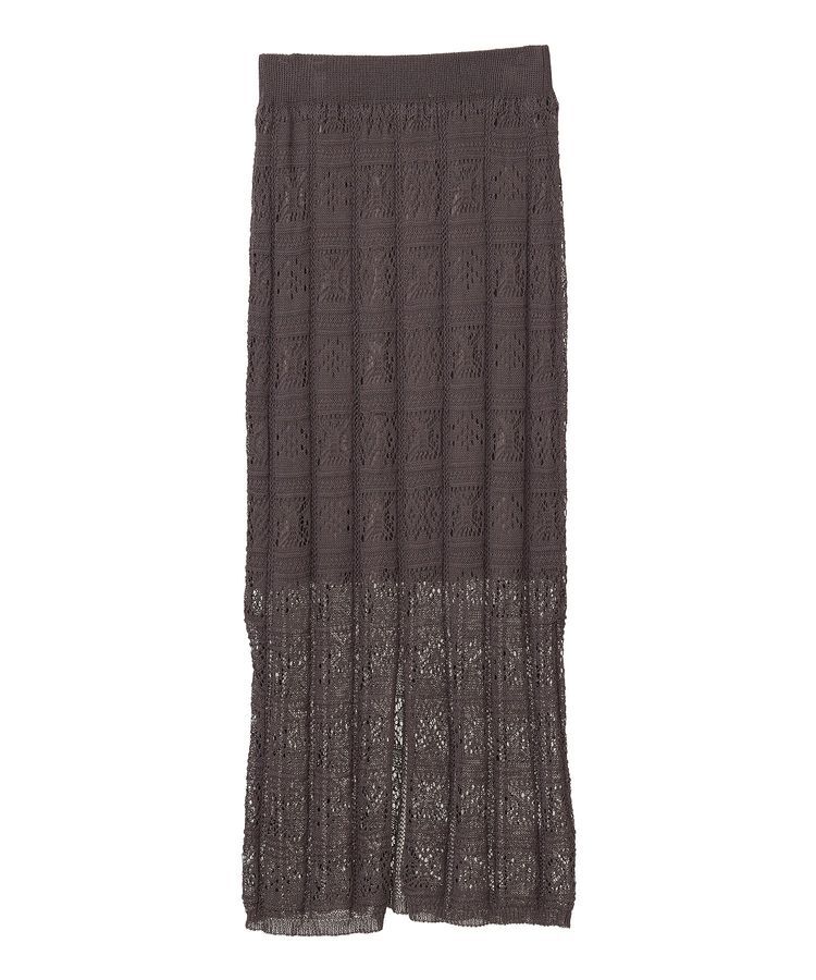 Green Parks「透かし柄ニットレースIラインスカート」|タイト|