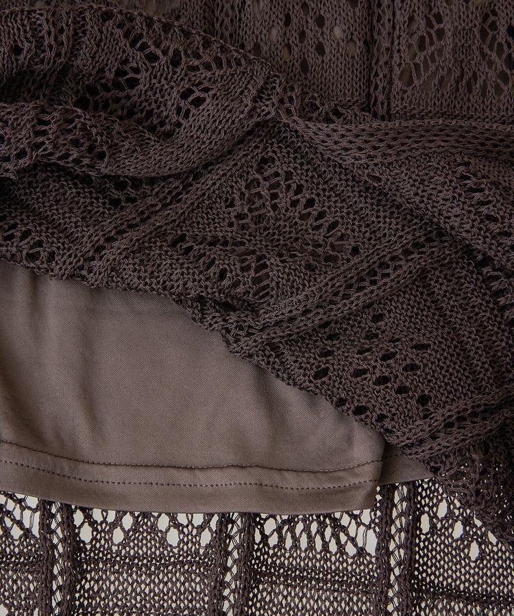 Green Parks「透かし柄ニットレースIラインスカート」|タイト|