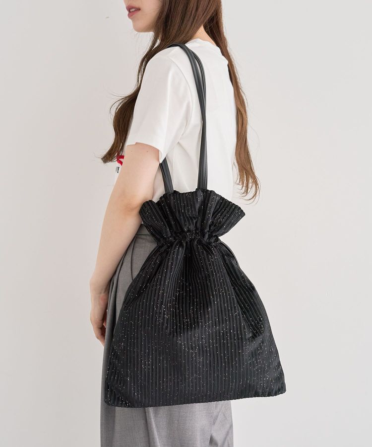 armonia「andmikka.ラメベロアプリーツ巾着バッグ」|トートバッグ|