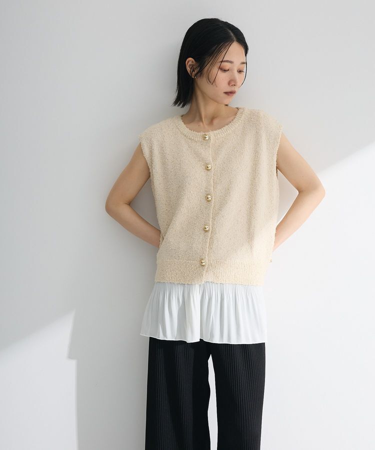 Green Parks「ツィード風金釦ニットベスト」|ベスト・ジレ|