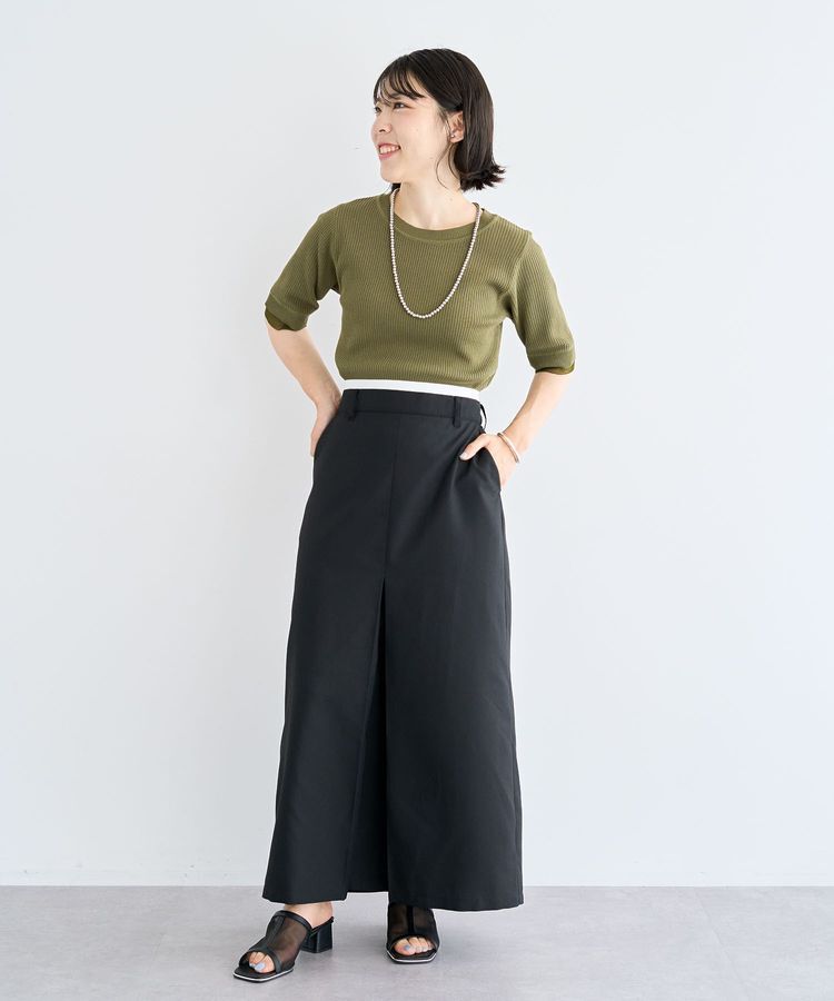 Green Parks「ウエストレイヤーボックスプリーツスカート」|タイト|