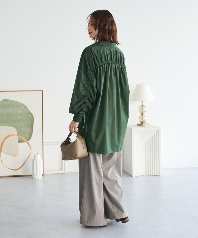 Green Parks「イージーケア袖シャーリングシャツ」|シャツ・ブラウス|