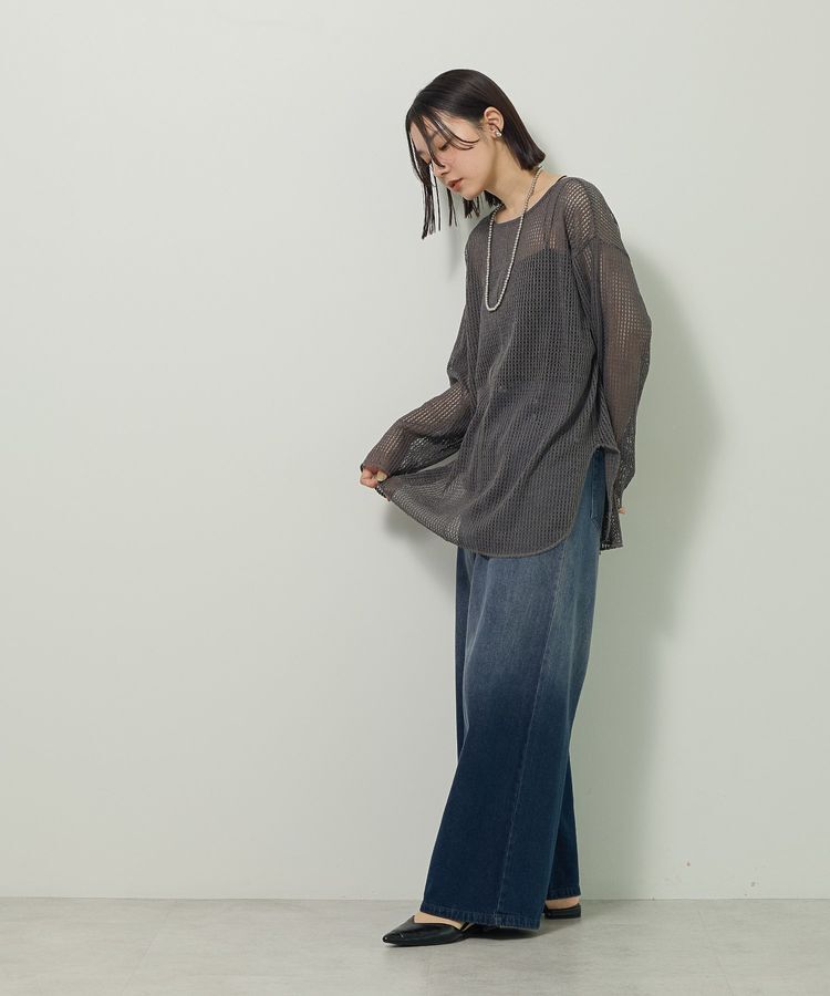 Green Parks「メッシュ長袖ゆるカットプルオーバー」|Tシャツ・カットソー|