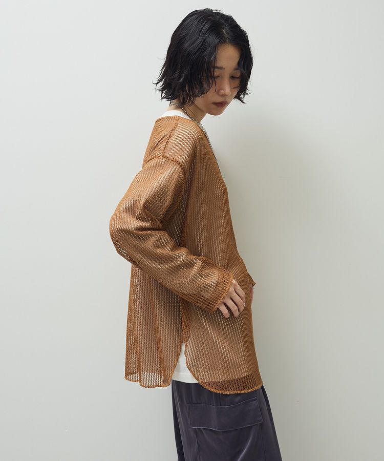 Green Parks「メッシュ長袖ゆるカットプルオーバー」|Tシャツ・カットソー|