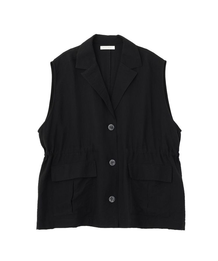 Green Parks「ドロストミリタリーベスト」|ベスト・ジレ|Black