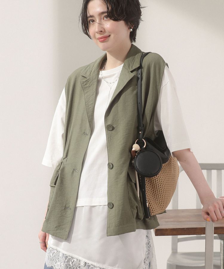 Green Parks「ドロストミリタリーベスト」|ベスト・ジレ|Khaki