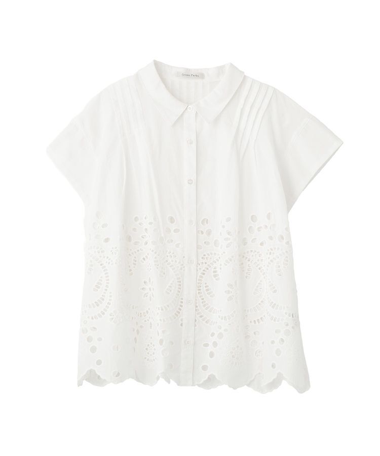 Green Parks「スカラップ刺しゅうブラウス」|シャツ・ブラウス|Off White