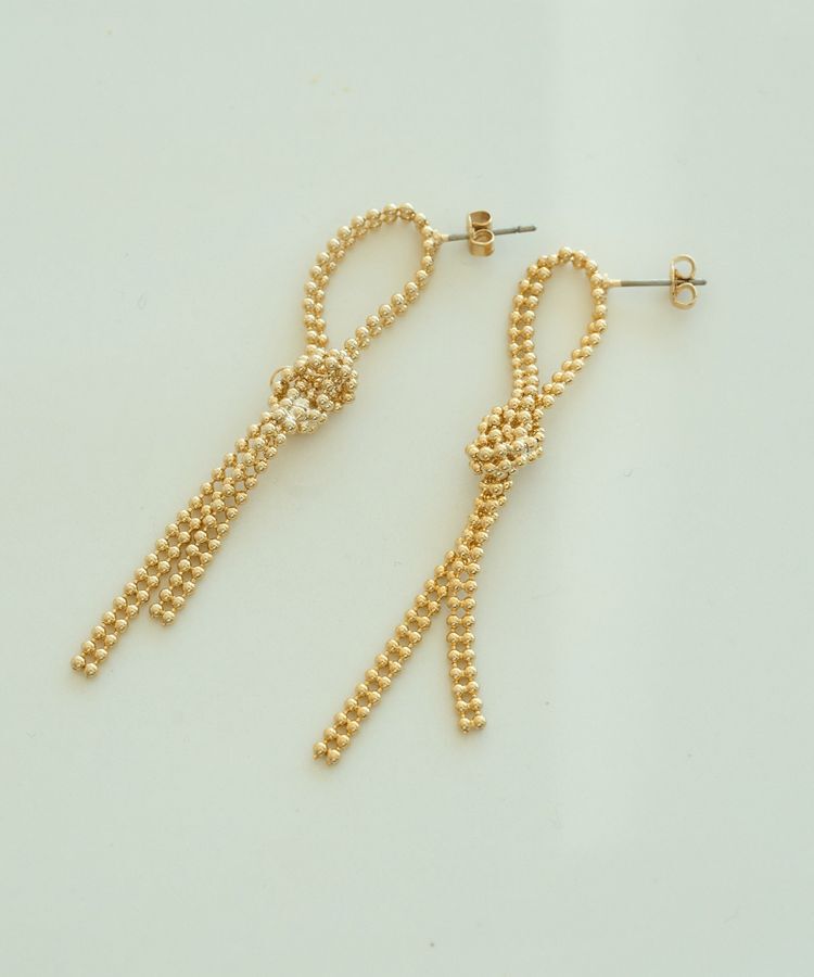 YECCA VECCA「ノットボールチェーンピアス」|ピアス|