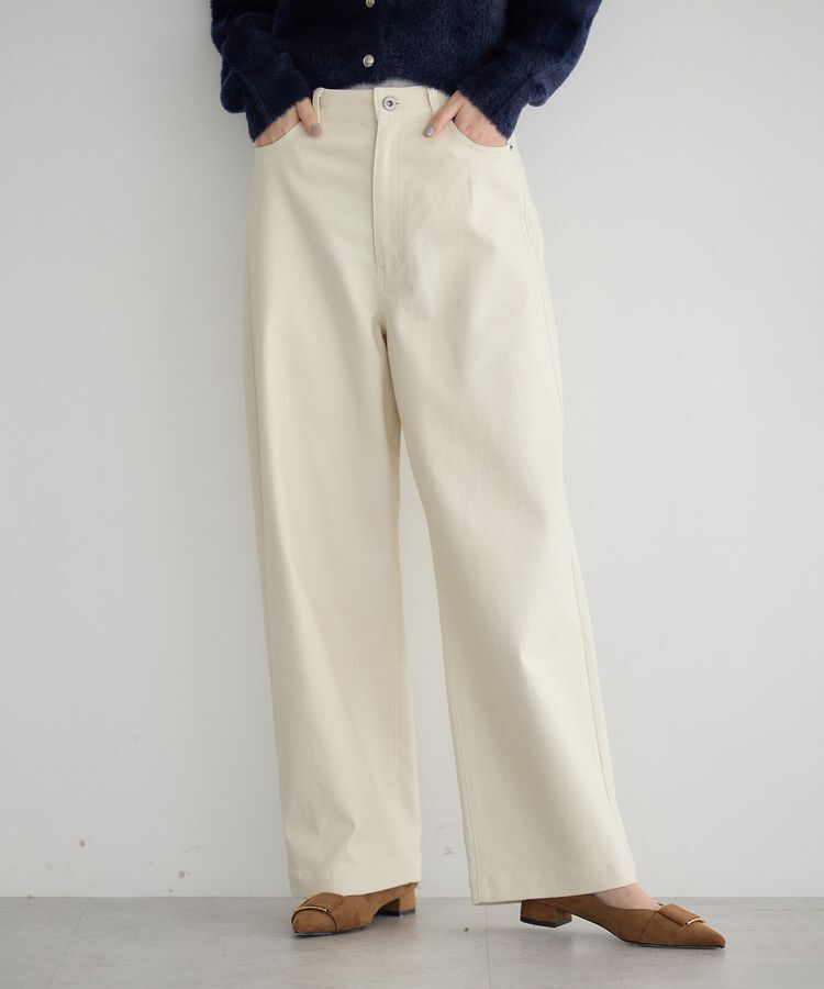 YECCA VECCA「ストレッチツイルワイドストレートパンツ」|その他|Ivory