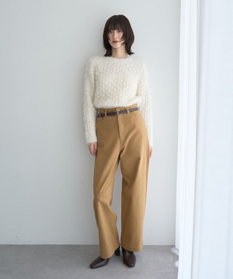 YECCA VECCA「ストレッチツイルワイドストレートパンツ」|その他|Beige