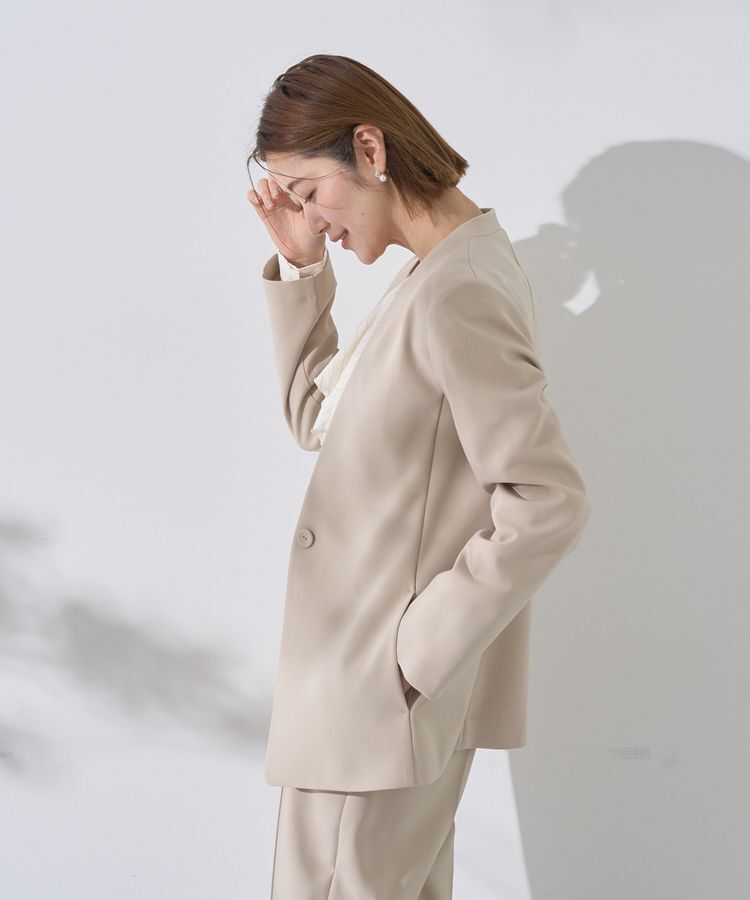 YECCA VECCA「ストレッチノーカラージャケット」|テーラードジャケット|