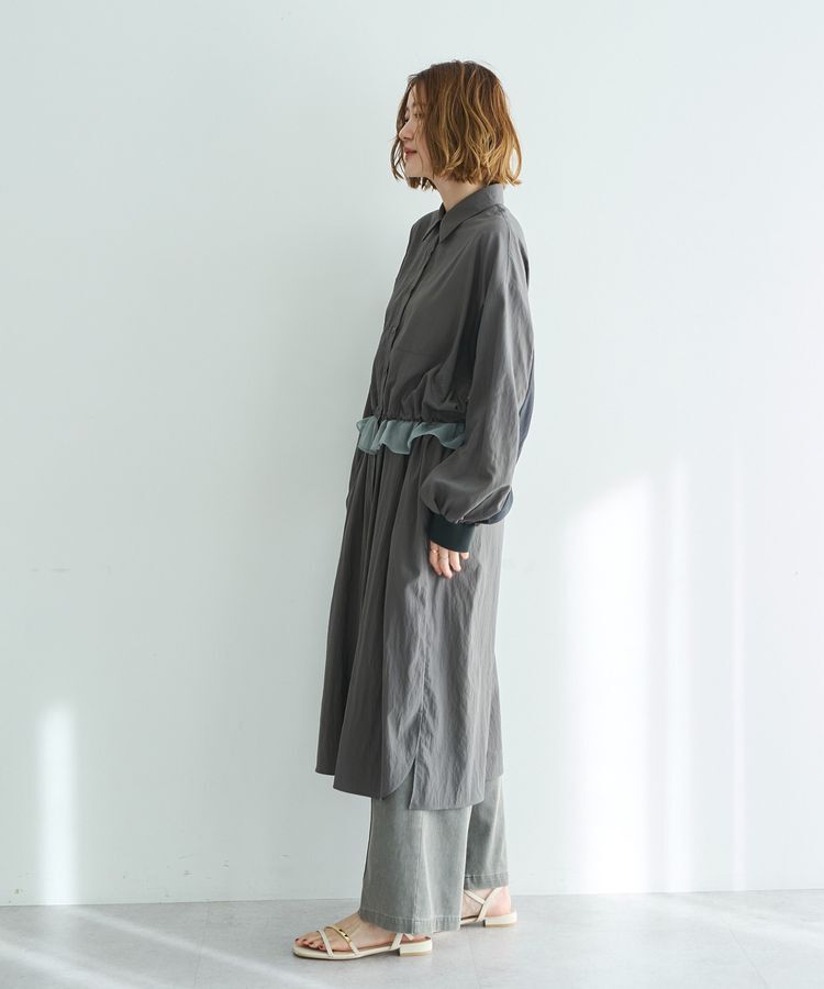 Editt by YECCA VECCA「シアーMIXドロストデザインシャツワンピース」|ワンピース|