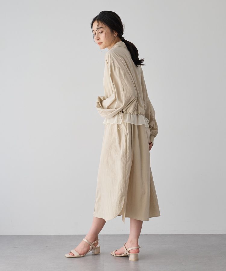 Editt by YECCA VECCA「シアーMIXドロストデザインシャツワンピース」|ワンピース|