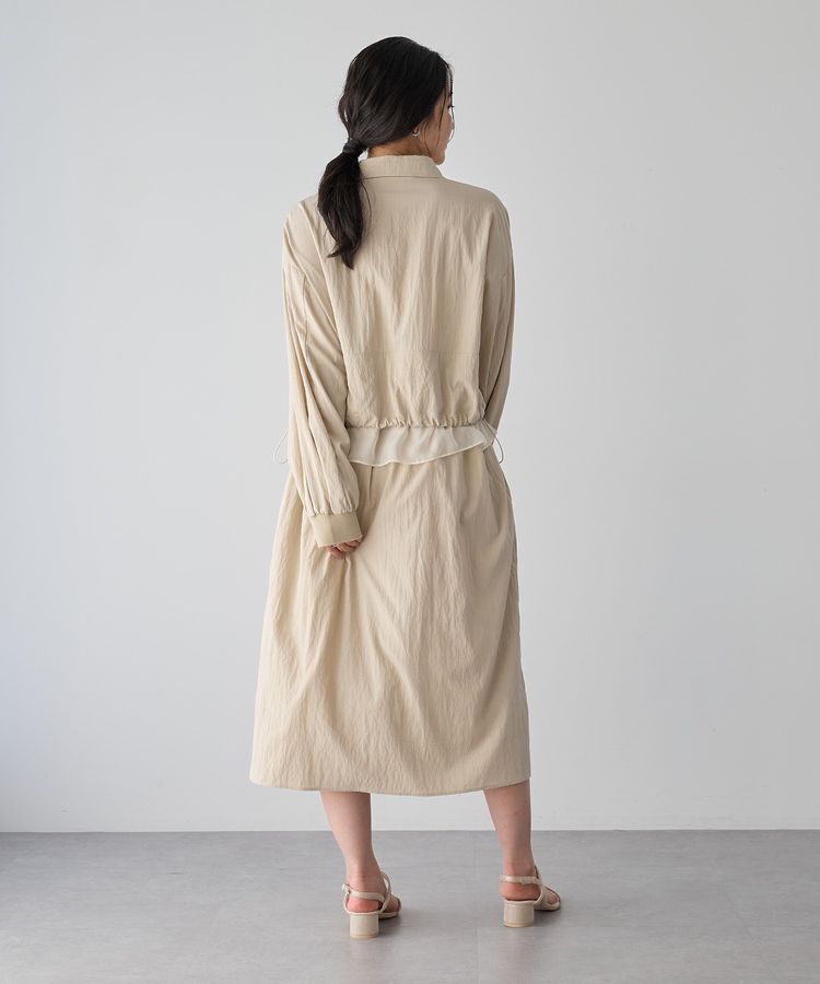 Editt by YECCA VECCA「シアーMIXドロストデザインシャツワンピース」|ワンピース|