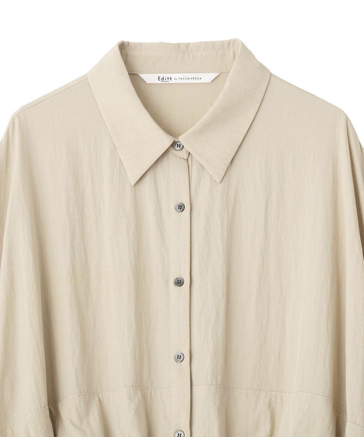 Editt by YECCA VECCA「シアーMIXドロストデザインシャツワンピース」|ワンピース|