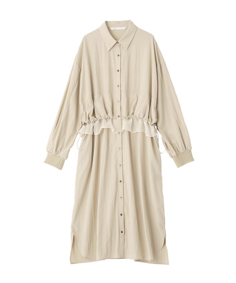 Editt by YECCA VECCA「シアーMIXドロストデザインシャツワンピース」|ワンピース|