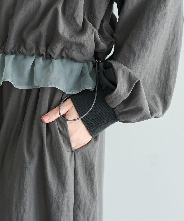 Editt by YECCA VECCA「シアーMIXドロストデザインシャツワンピース」|ワンピース|