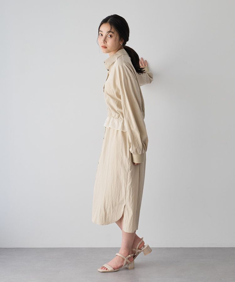 Editt by YECCA VECCA「シアーMIXドロストデザインシャツワンピース」|ワンピース|