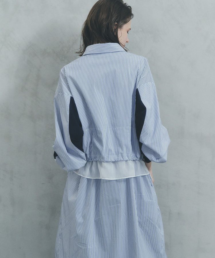 Editt by YECCA VECCA「シアーMIXドロストデザインシャツワンピース」|ワンピース|