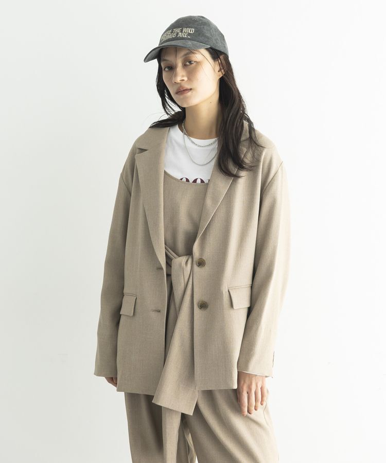 GARAGE OF GOOD CLOTHING「【日本製】無地オーバーサイズシングル前ジャケット」|テーラードジャケット|Beige