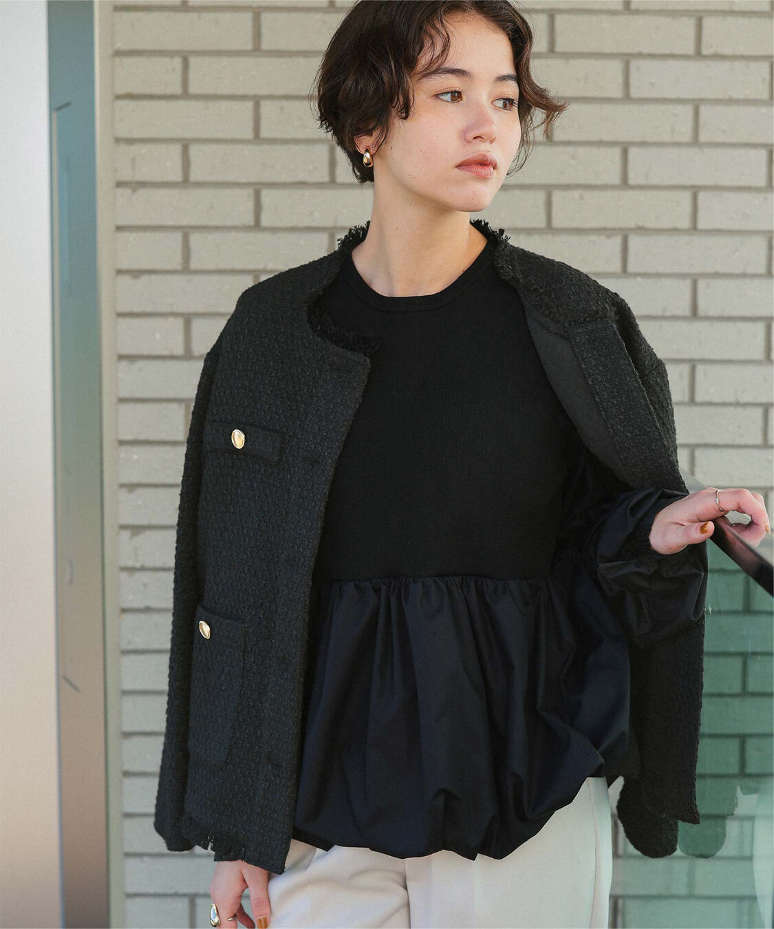 titivate「ツイードジャケット」|ノーカラージャケット|
