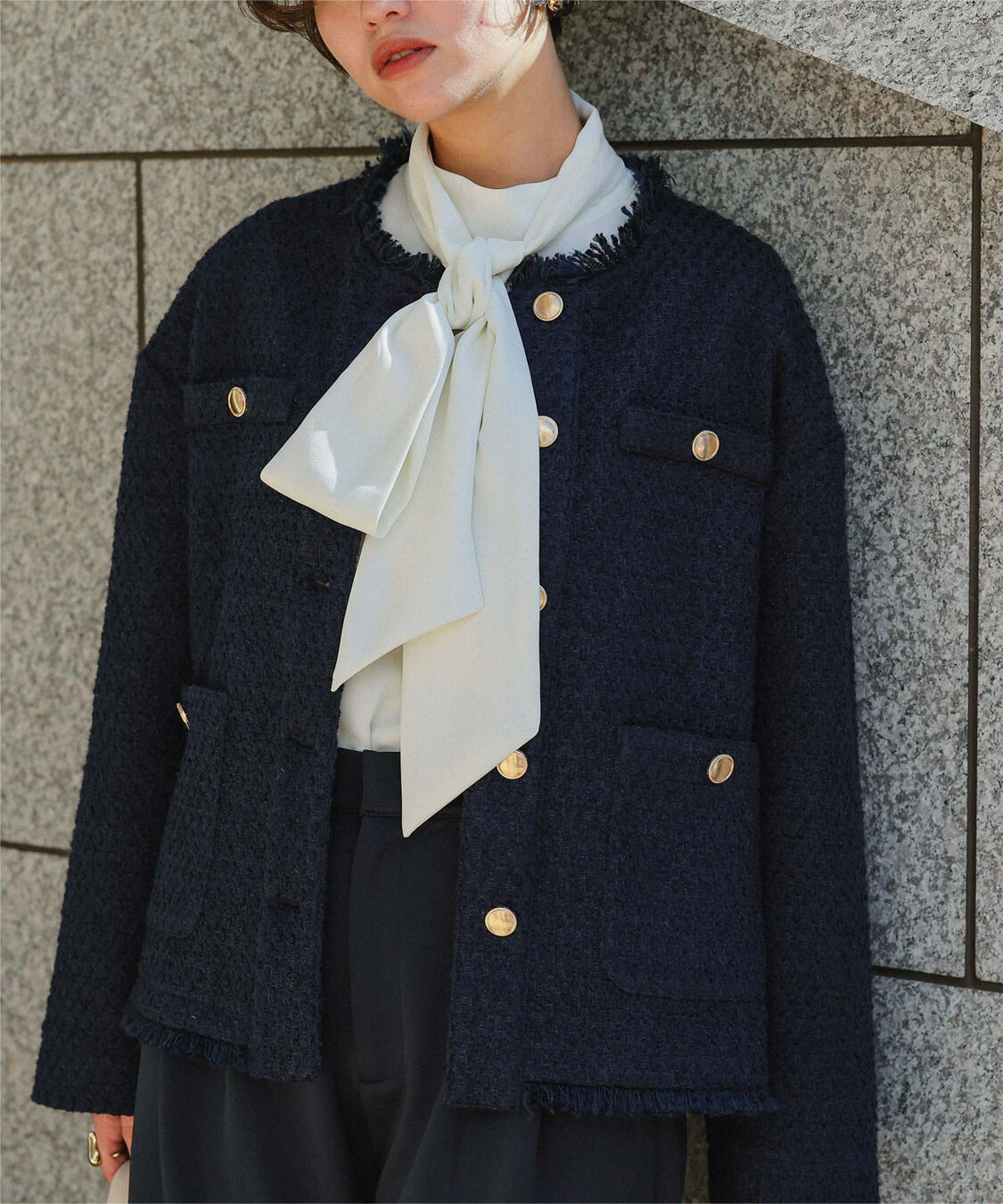 titivate「ツイードジャケット」|ノーカラージャケット|