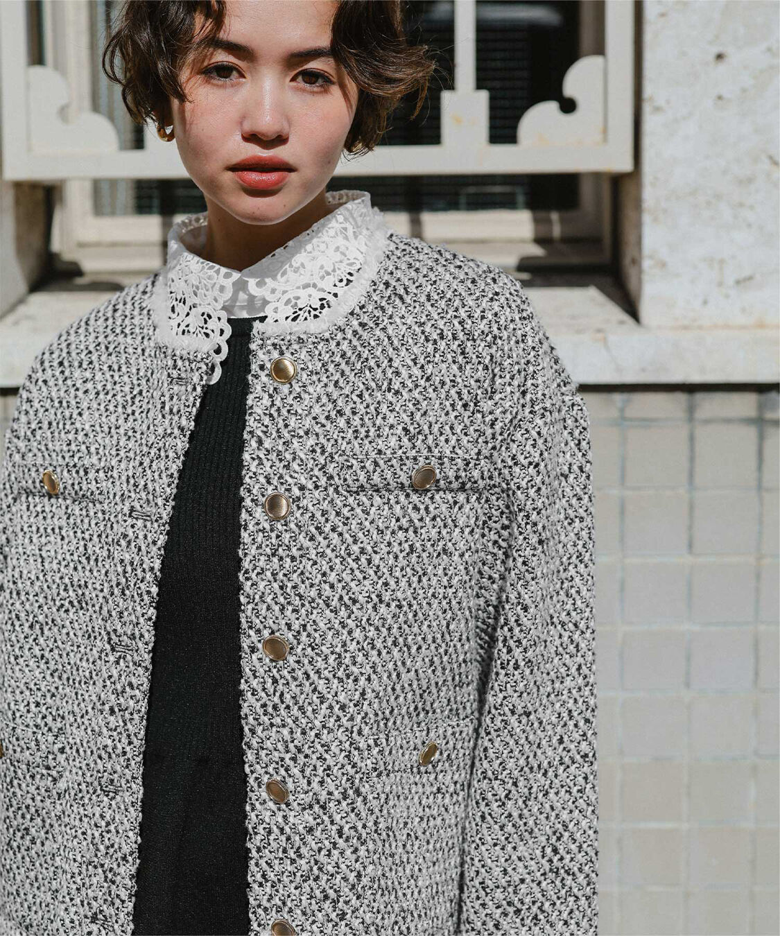 titivate「ツイードジャケット」|ノーカラージャケット|