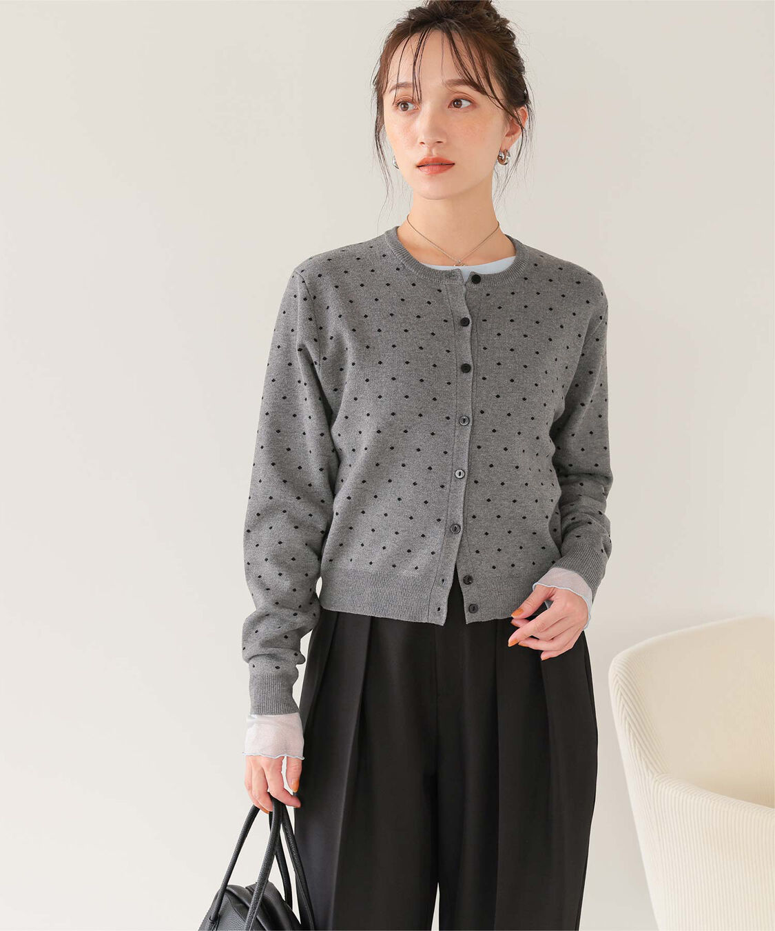 titivate「ドットジャガードニットカーディガン」|ニット・セーター|