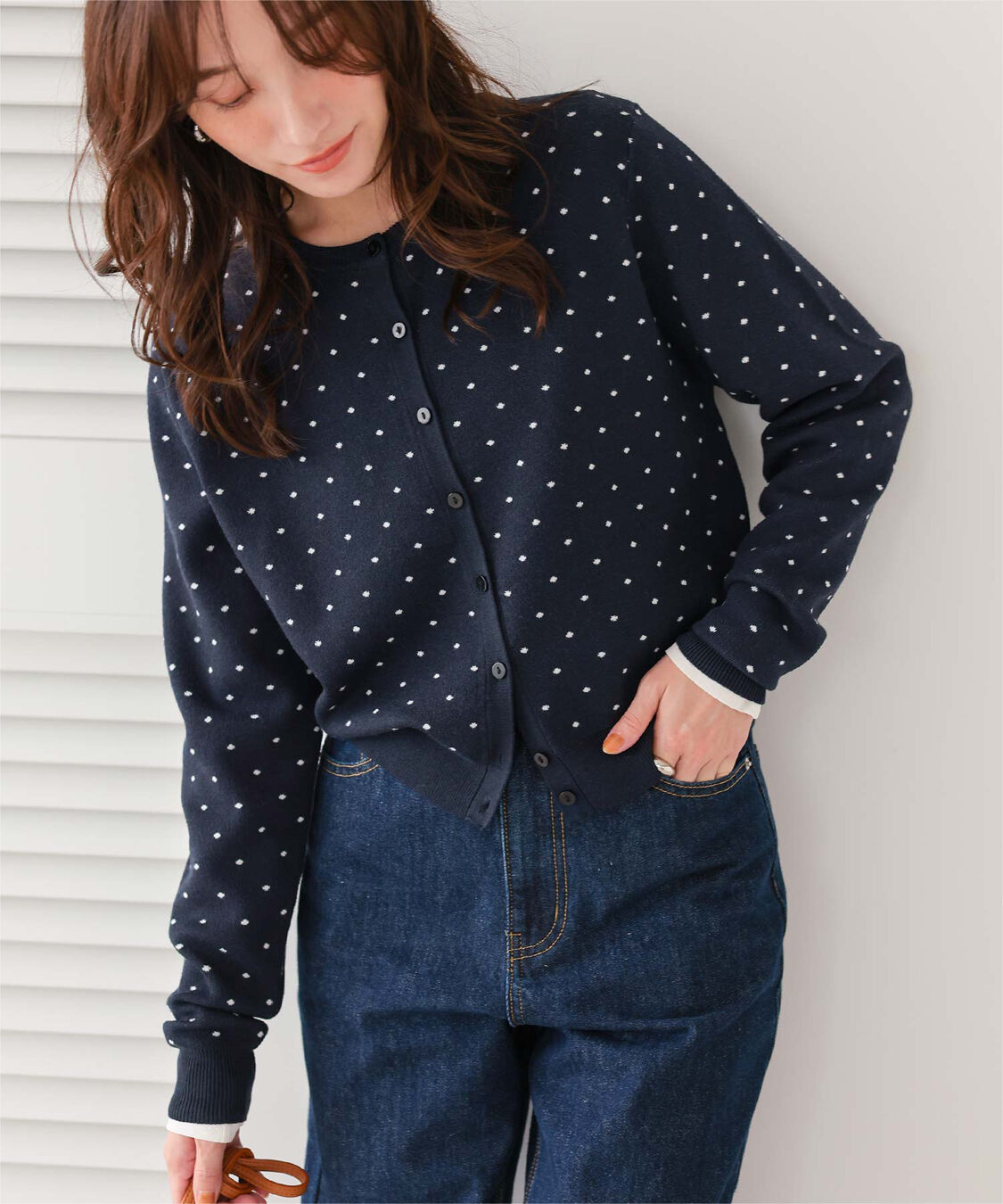 titivate「ドットジャガードニットカーディガン」|ニット・セーター|