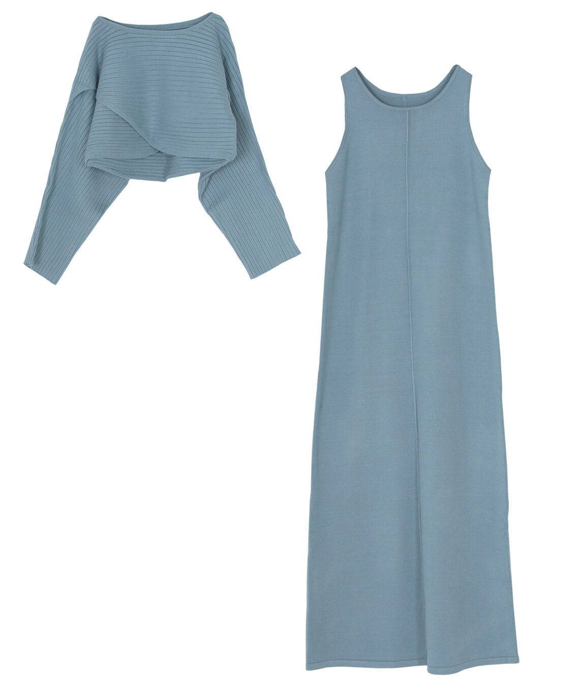 titivate「カシュクールリブトップスニットセットワンピース」|ワンピース|