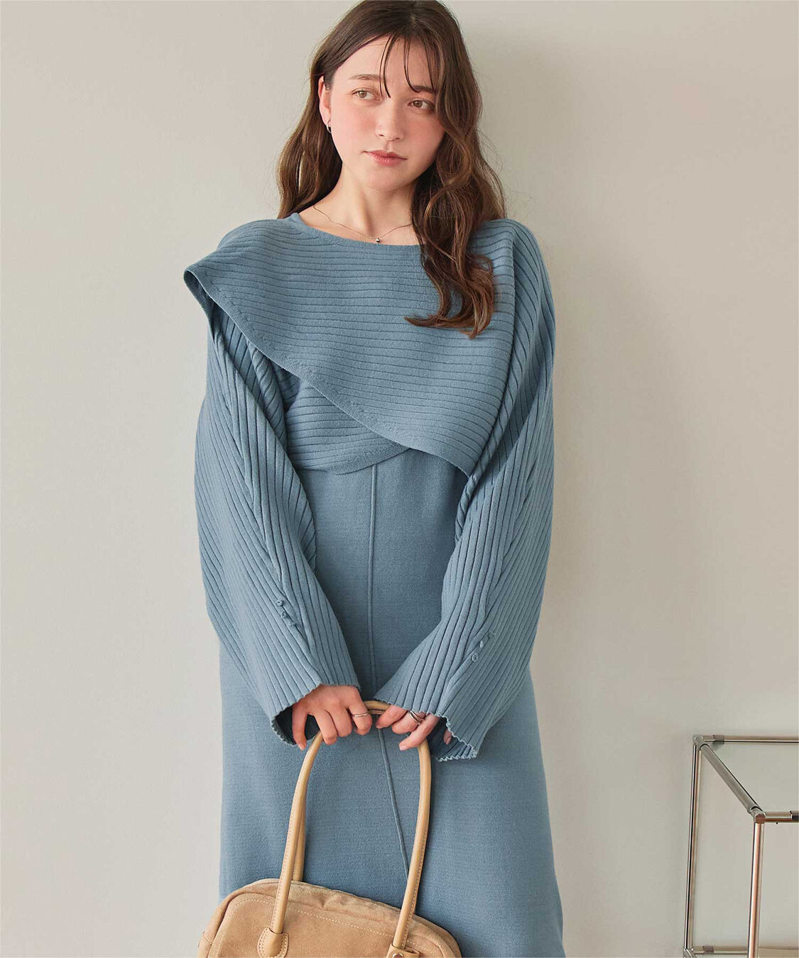 titivate「カシュクールリブトップスニットセットワンピース」|ワンピース|