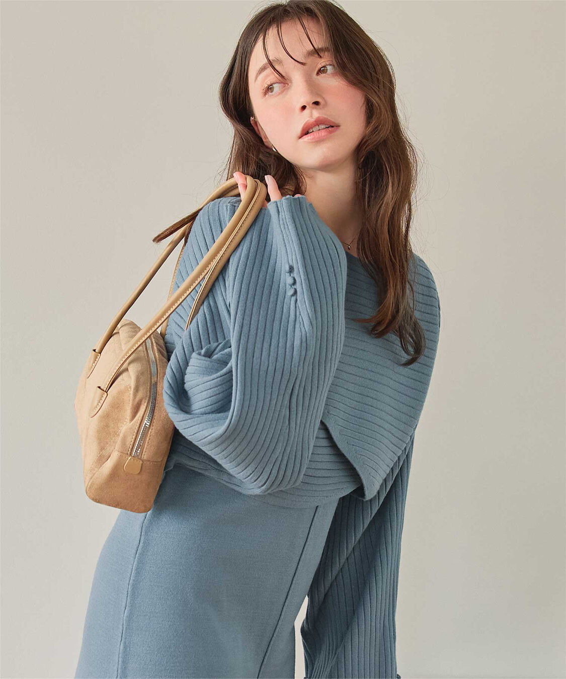 titivate「カシュクールリブトップスニットセットワンピース」|ワンピース|