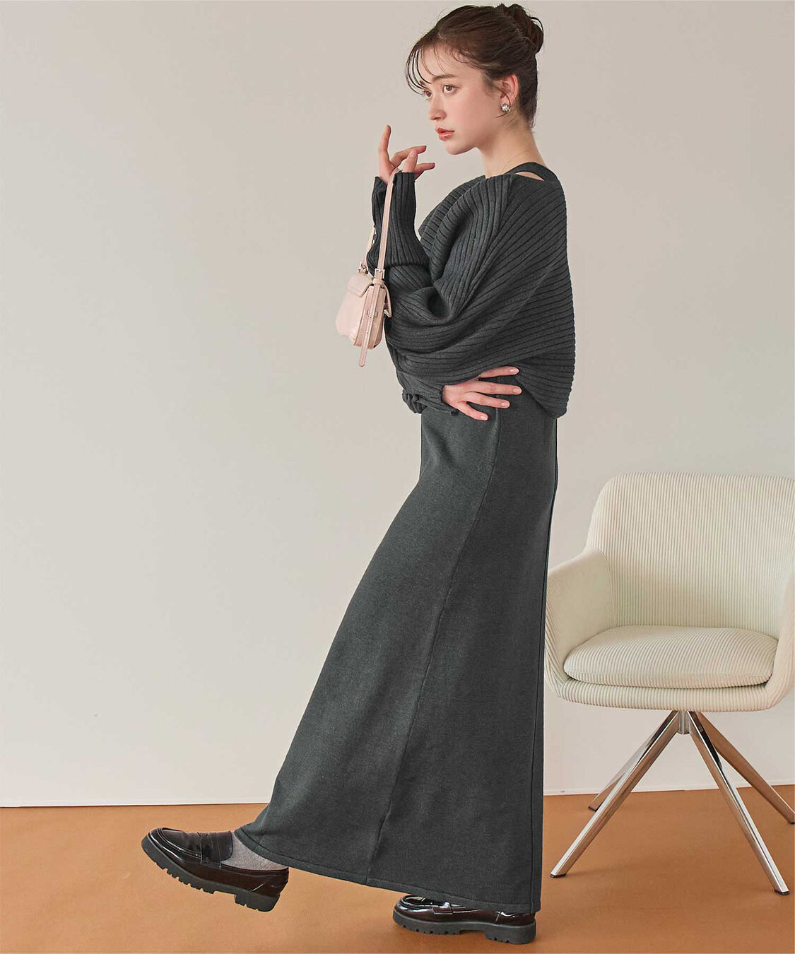 titivate「カシュクールリブトップスニットセットワンピース」|ワンピース|