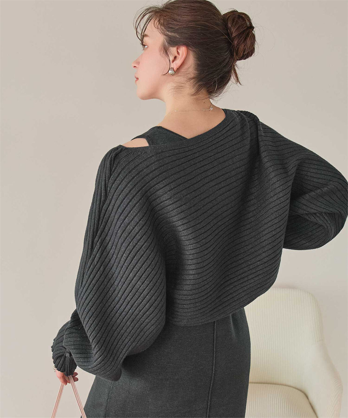 titivate「カシュクールリブトップスニットセットワンピース」|ワンピース|