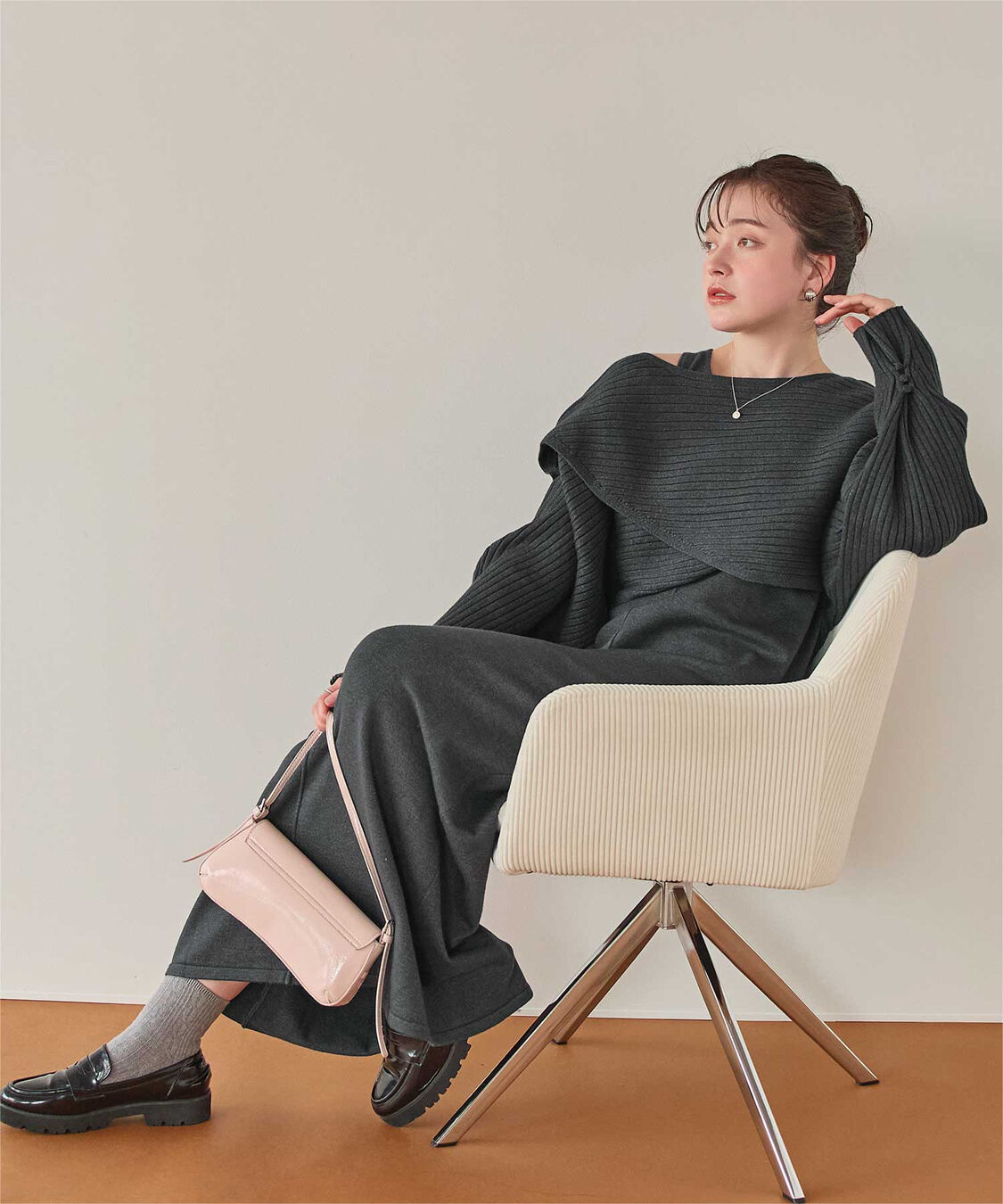 titivate「カシュクールリブトップスニットセットワンピース」|ワンピース|