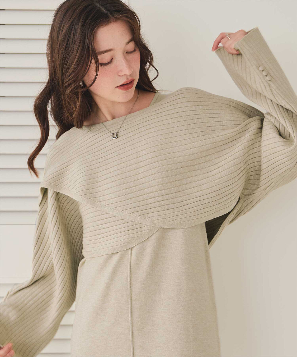 titivate「カシュクールリブトップスニットセットワンピース」|ワンピース|