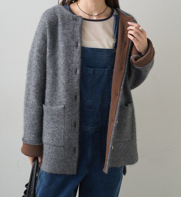  「Wフェイスニットノーカラーハーフコート」|その他|