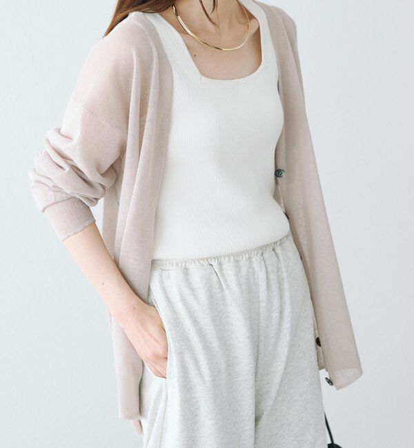  「【リバイバル/Du noir】リネンタッチスクエアタンク」|タンクトップ|