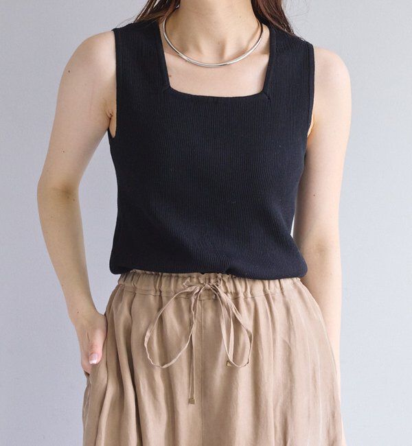  「【リバイバル/Du noir】リネンタッチスクエアタンク」|タンクトップ|