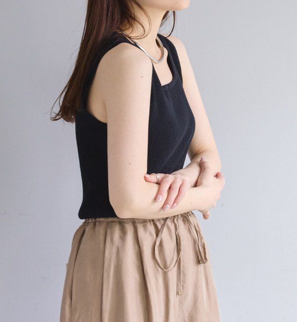  「【リバイバル/Du noir】リネンタッチスクエアタンク」|タンクトップ|