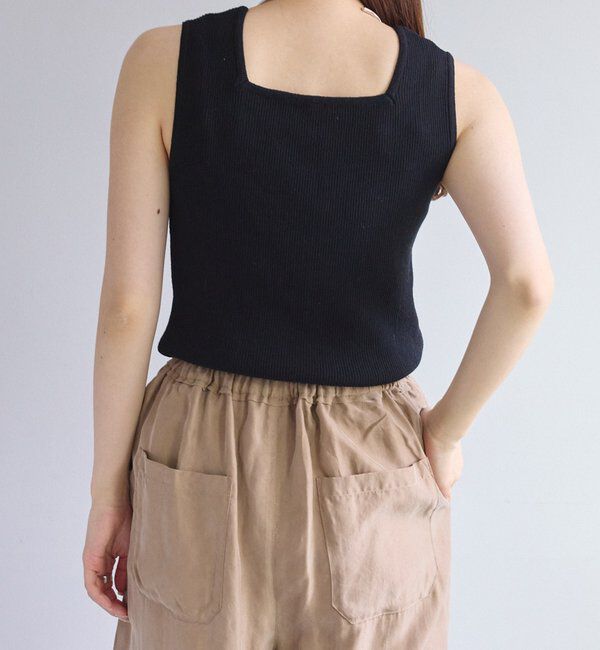  「【リバイバル/Du noir】リネンタッチスクエアタンク」|タンクトップ|