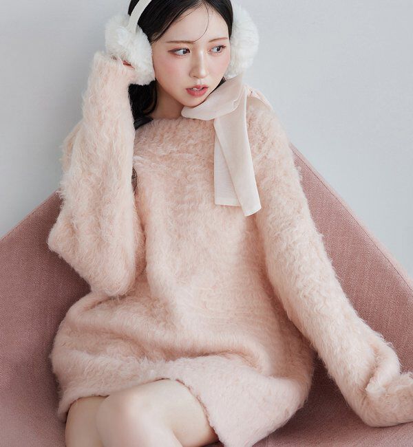  「メリーカールチュニックニット」|ニット・セーター|ピンク