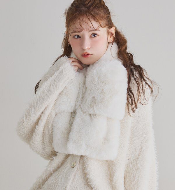  「フェイクファーリボンティペット」|その他|オフホワイト