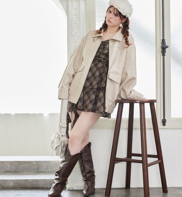  「ミドルエコレザージャケット」|テーラードジャケット|