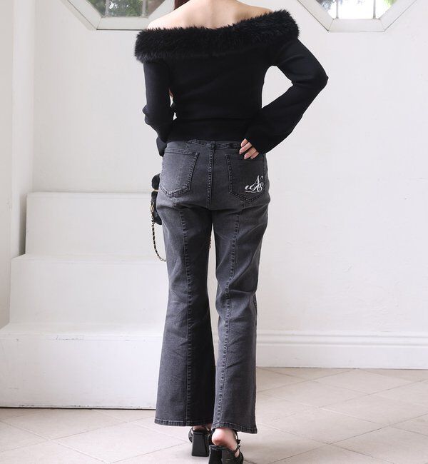  「後ろ刺繍美脚ストレッチフレアデニム」|その他|