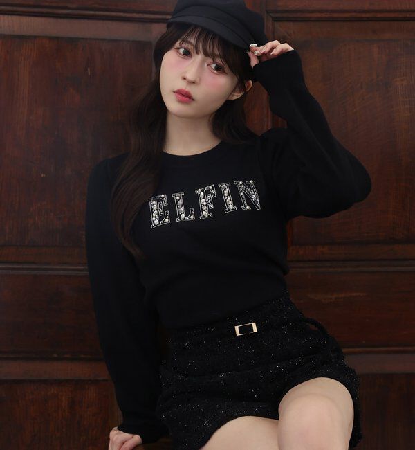  「キラキラビジューロゴニット」|ニット・セーター|