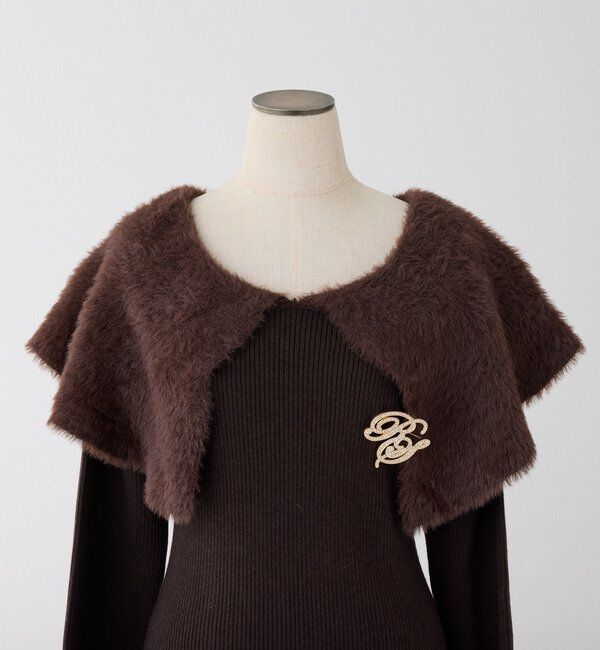  「ブローチ付きニットワンピース」|ワンピース|