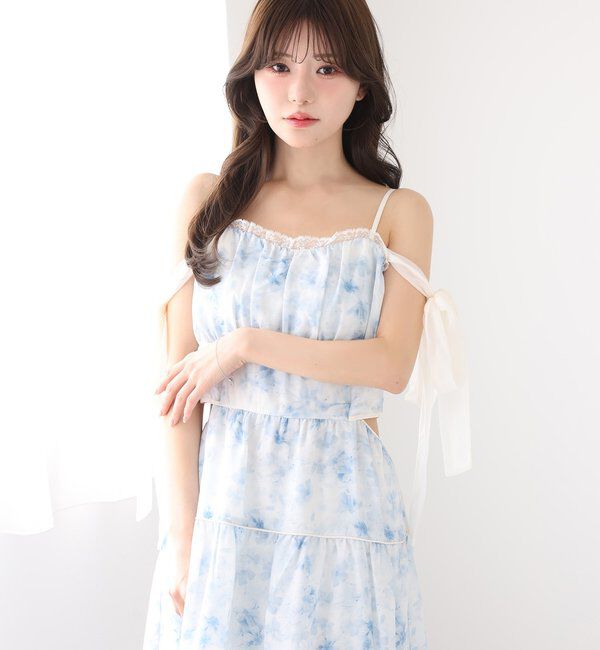  「【SMサイズ展開あり】サイドカットリボンロングキャミワンピース」|ワンピース|